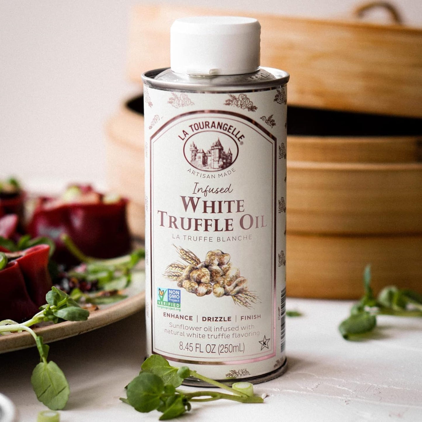 La Tourangelle, White Truffle Cooking Spray, Complex Gourmet Earthy Flavor for Spraying on Pasta, Popcorn, Vegetables, Potatoes, and More, 5 Fl Oz
