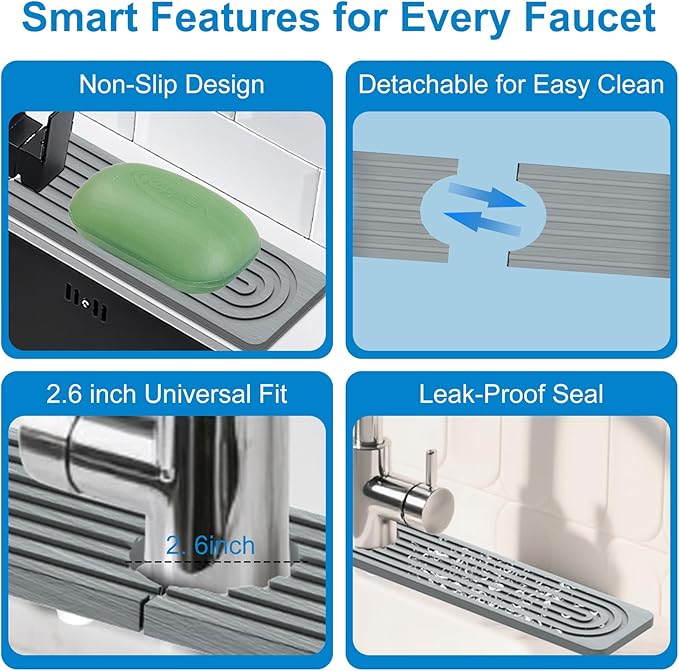 Faucet Mat for Kitchen Sink – 24"x4" Diatomite Stone Sink Splash Guard