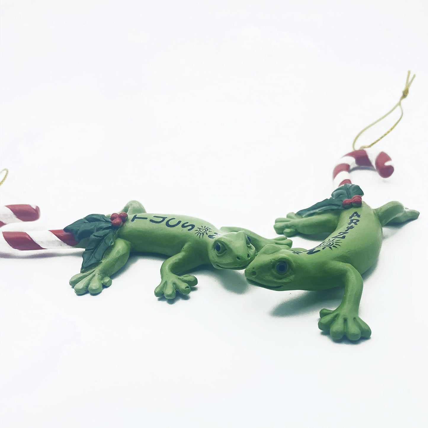 Candy-Cane-Tailed Gecko Personalizable Ornaments Hand Painted Ornament - Christmas in The Desert Ornament #3 (Arizona Namedrop)