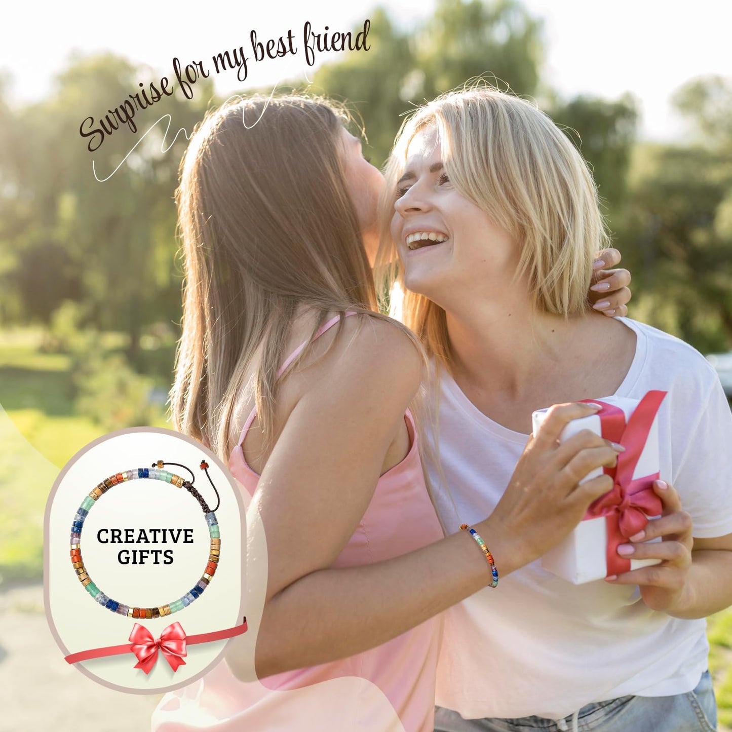 ZOKCC Cheer Up Gifts Bracelets for Women: Healing Natural Stone Bracelets with Postive Words - Inspirational Friendship Gifts for Women Friends Sister Bestie Coworker (G- REMINDER- RAINBOW STONE)
