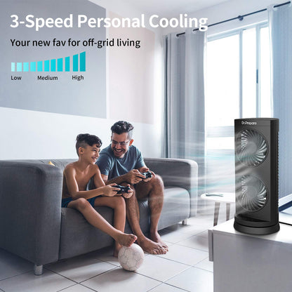 Dr. Prepare Tower Fan Oscillating, Portable Desk Fan with 3-Speed Options, 110° Oscillation, 3 Timers, Personal Quiet Table Fan for Home Office Desktop Bedroom, UK 3-Pin Plug