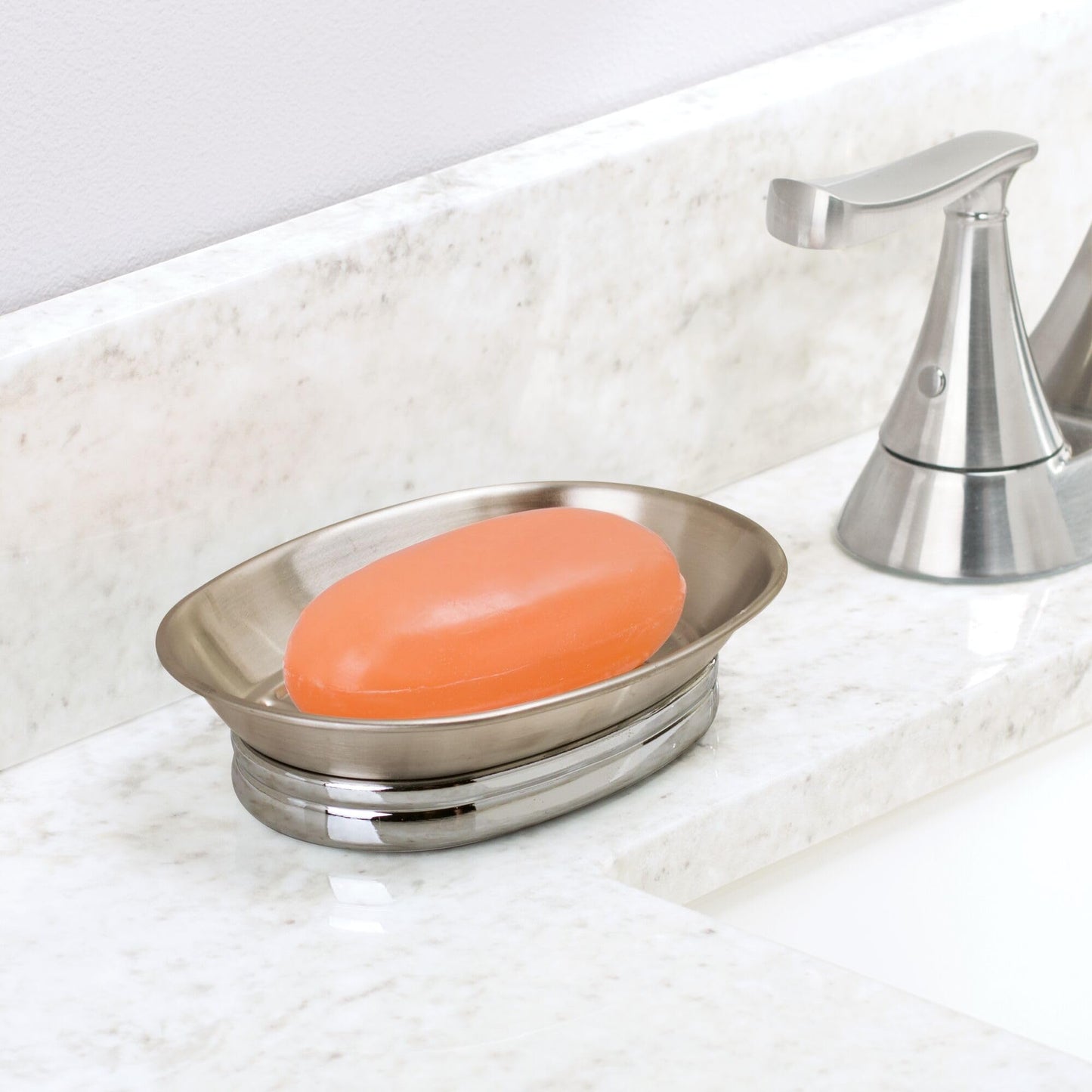 iDesign Soap Dish for Bathroom Sink - Soap Dish Holder for Bar Soap - Set of 2 - Split Finish