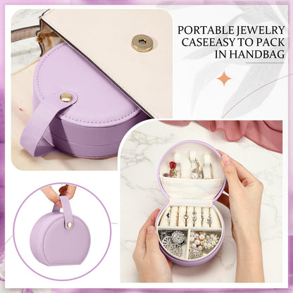 Weysat 12 Pack Travel Jewelry Case Bulk Mini Leather Bridesmaid Jewelry Gift Box Small Earring Storage Organizer (Purple)