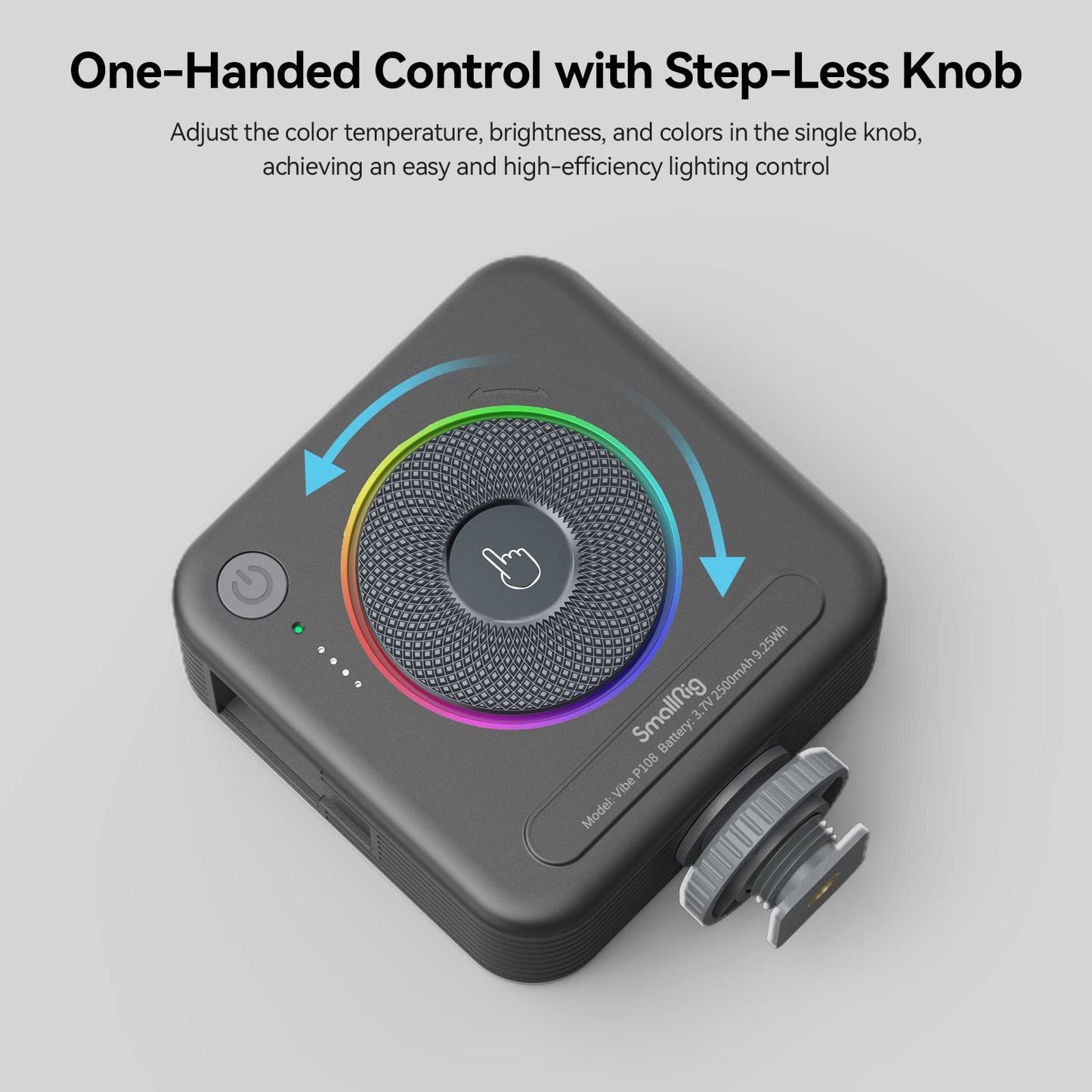 SmallRig P108 RGB Video Light,Portable LED Camera Lights 360° Full Color Photography Lighting w 3 Cold Shoe, 2500mAh Rechargeable On-Camera Video Light Panel 2700K - 6500K for YouTube, Vlogging