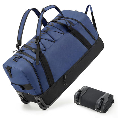 Fanwoli Extra Large 120L Expandable Rolling Duffle Bag with Wheels, 30" Foldable Heavy Duty Duffel Backpack, Durable Water Resistant Collapsible Bag for Moving, Camping, College Dorm