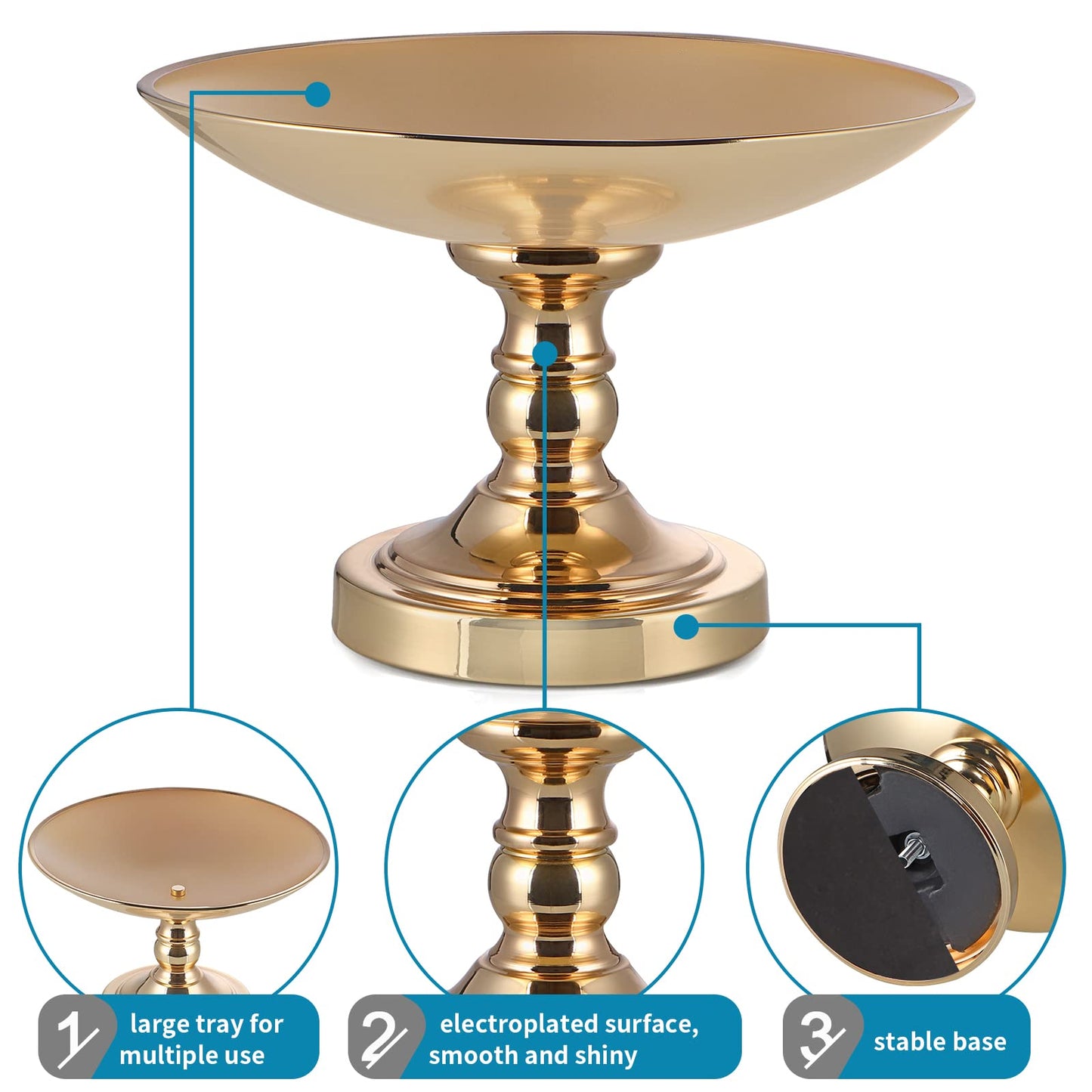 MDLUU 11.8”Large Centerpiece Holder Bowl, Decorative Footed Bowl, Pedestal Fruit Tray for Dining Room Table, Coffee Table, Living Room Decor, 11.8''Dia.×8.6''H (Gold)