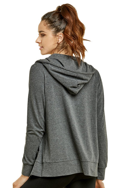 Sofra Women's Thin Cotton Zip Up Hoodie Jacket (XL, Charcoal)