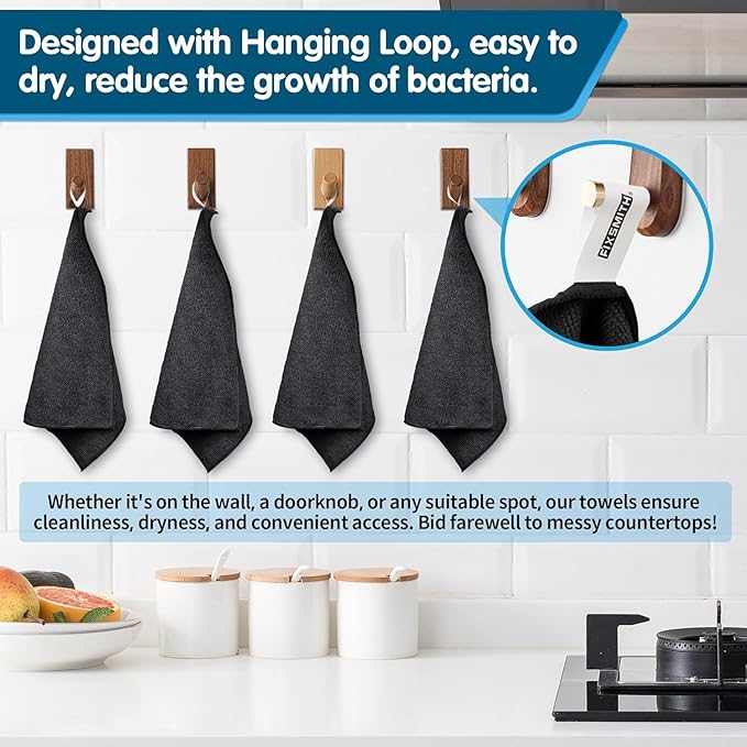 FIXSMITH Black Microfiber Cleaning Cloth -Pack of 50, Highly Absorbent Cleaning