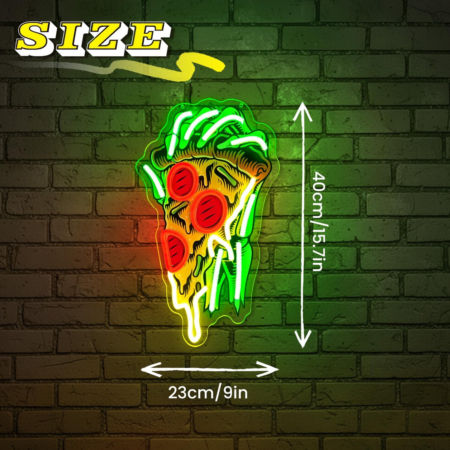 Pizza Neon Sign for Wall Decor Dimmable Pizza LED Neon Light USB Powered LED Wall Art for Kitchen, Dining Room, Bar, Man Cave, Unique Home Decor and Gift for Pizza Lovers
