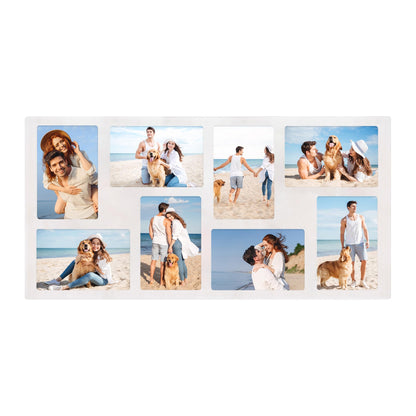 YESKAY 4x6 Picture Frame Collage for Wall Decor,Multiple Photo Collage Frames with Tempered Glass,8-Opening for 4 x 6 Picture Frames,Rustic White,1 Pack(OD:11.75X21in)