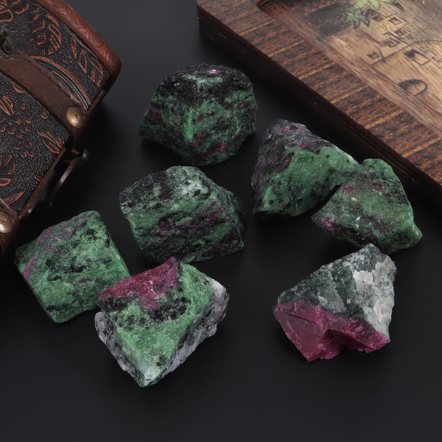 1Lb Ruby Zoisite Raw Stones Large Healing Crystals Natural Rough Stones for Tumbling, Cabbing, Fountain Rocks, Jewelry Making, Healing, Meditation, Reiki