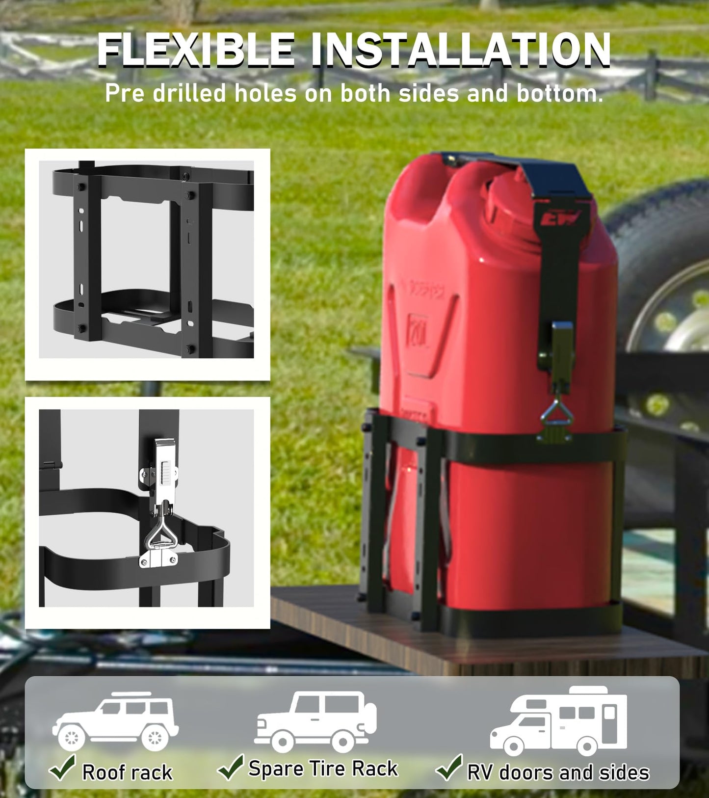 ELITEWILL 4 Place Weedeater Rack for Open/Enclosed Trailers and 5 Gallon Water Containers Mount Holder, Lockable 20L Water Storage Bracket