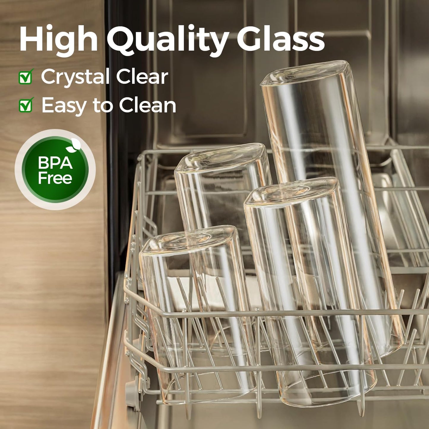 KTMAMA 6-Pack Square Glass Pantry Storage Containers with Lids, Airtight Stackable Pantry Organization and Storage Set (1.6 Qt/1 Qt) for Snacks, Cereal & Coffee
