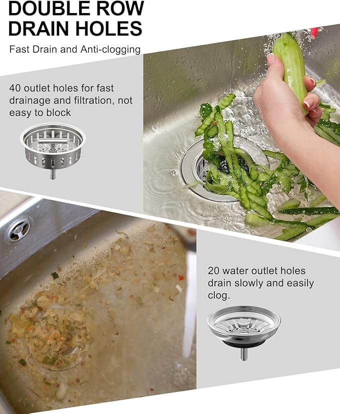 BOTEMY B9171 Kitchen Sink Drain 3 1/2 Inch Kitchen Sink Drain Strainer Assmebly