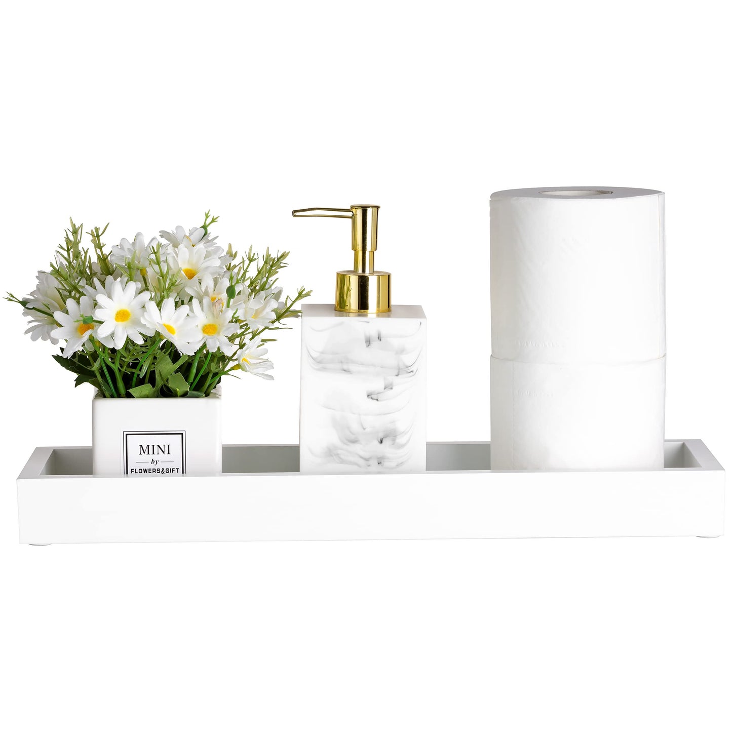 Hanobe Rectangular Long Narrow Tray: White Decorative Rectangular Candle Holder Centerpiece Tray Decor Serving Tray No Handle for Dining Table Coffee Bar Living Room Home Decor