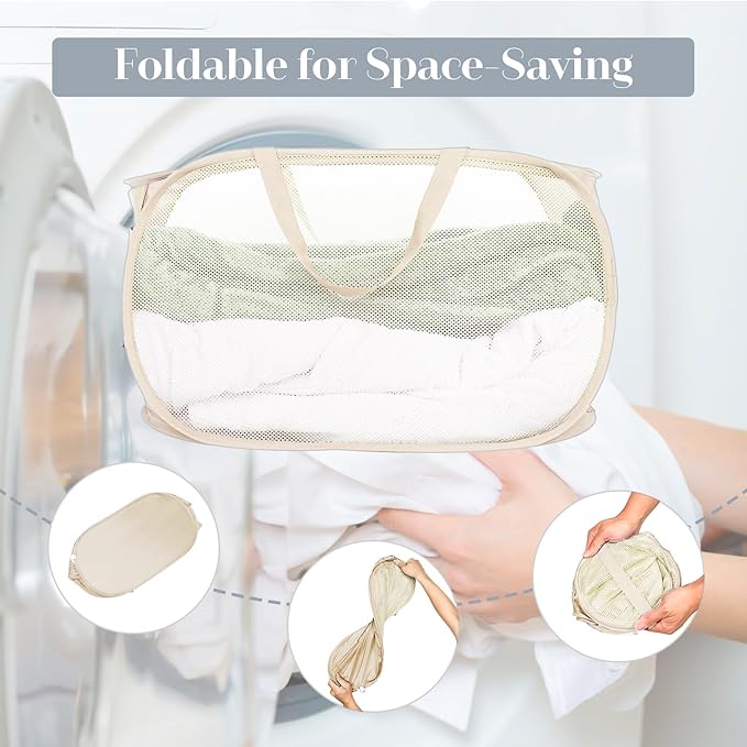 4 Pcs Durable Collapsible Laundry Baskets, Foldable Laundry Basket Large Opening