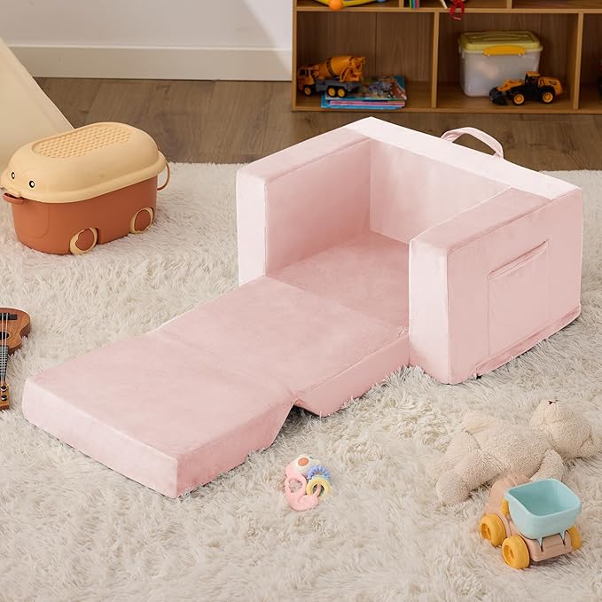 Kids Couch, 2-in-1 Toddler Chair Comfy 1-3 Years, Convertible Kids Chair