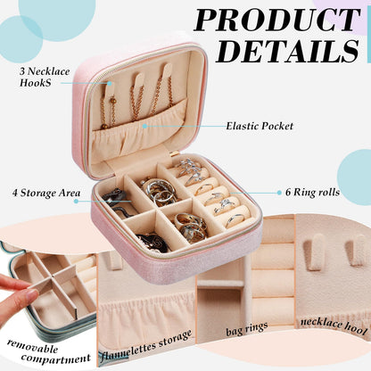Kenning 12 Pcs Small Velvet Travel Jewelry Box Mini Jewelry Case Portable Organizer Pouch Bridesmaid Proposal Gift for Women(Square)