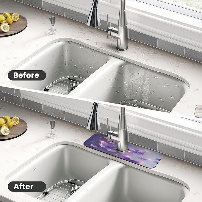 Purple Butterfly Kitchen sink faucet pad, strong water absorption, anti slip