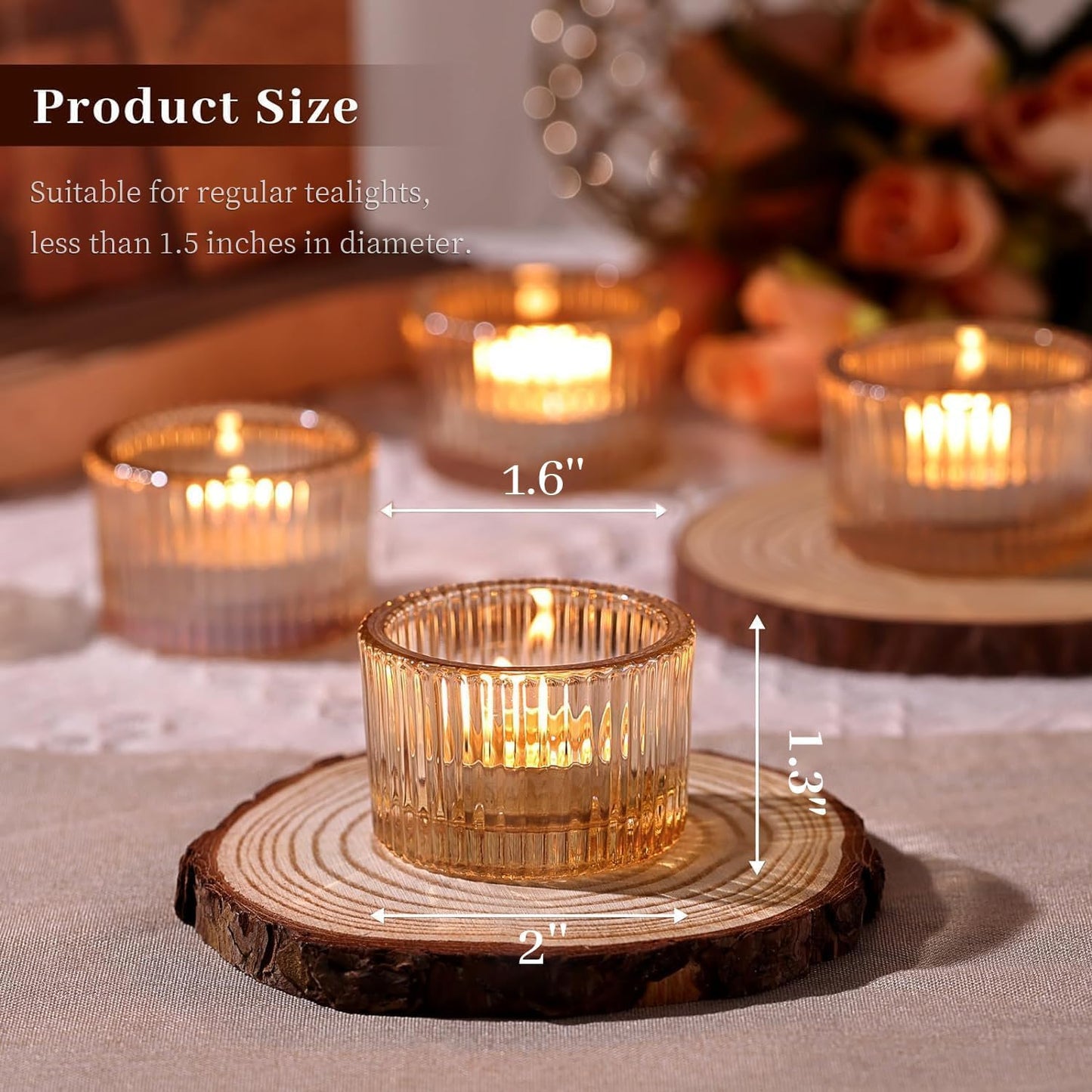 HAVITI 24 Pack Tealight Gold Candle Holders, Votive Tea Light Candle Holder Glass for Gold Centerpieces Fall Wedding Table Decor, Party Supplies, Home Decor