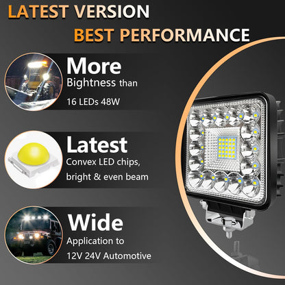 SAN YOUNG LED Light Pods, 120W 10000lm 12V 24V 4 Inch LED Work Lights for Truck Tractor ATV UTV RV Boat Pickup Golf Cart Snowblower Heavy Duty Equipment LED Off Road Driving Lights, 20 Cube
