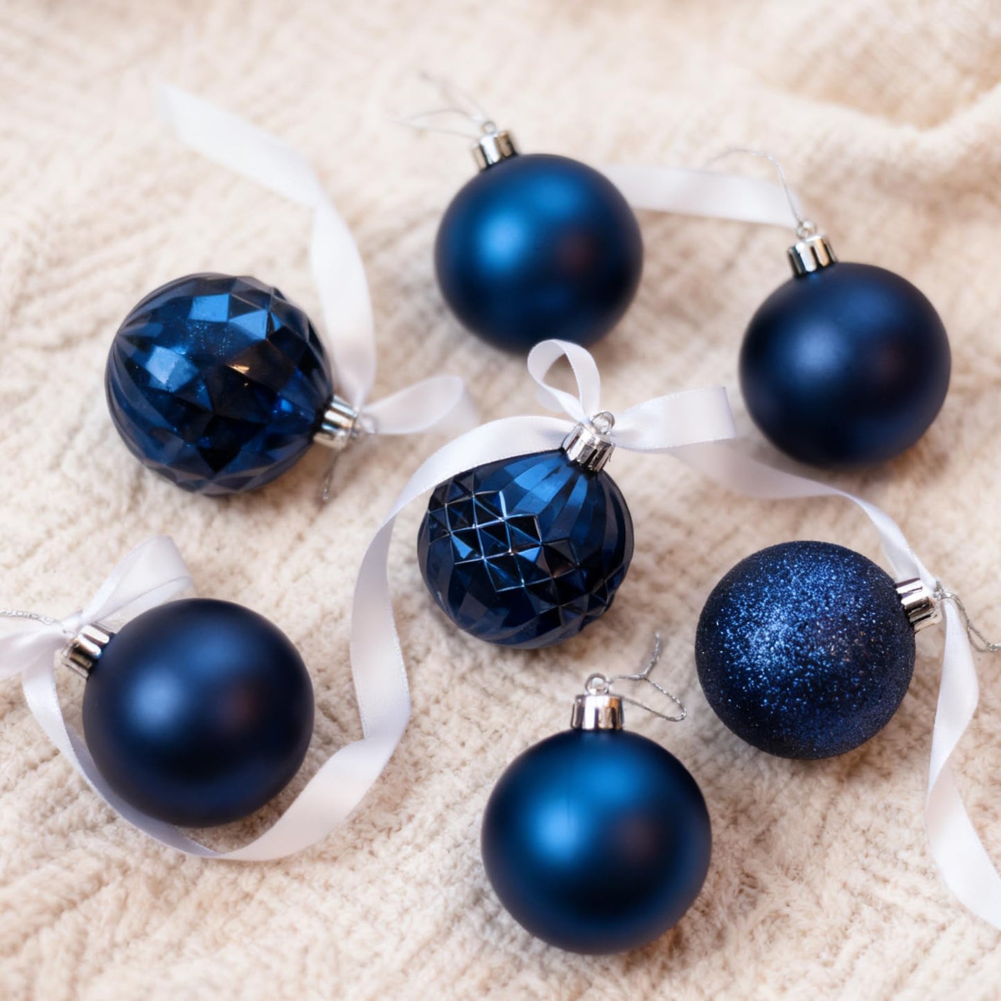 Christmas Tree Decorations Ornament Set, 60ct 2.36 Inches Blue Shatterproof Christmas Ball Ornaments, Hanging Ball for Xmas Holiday Wedding Party Decor