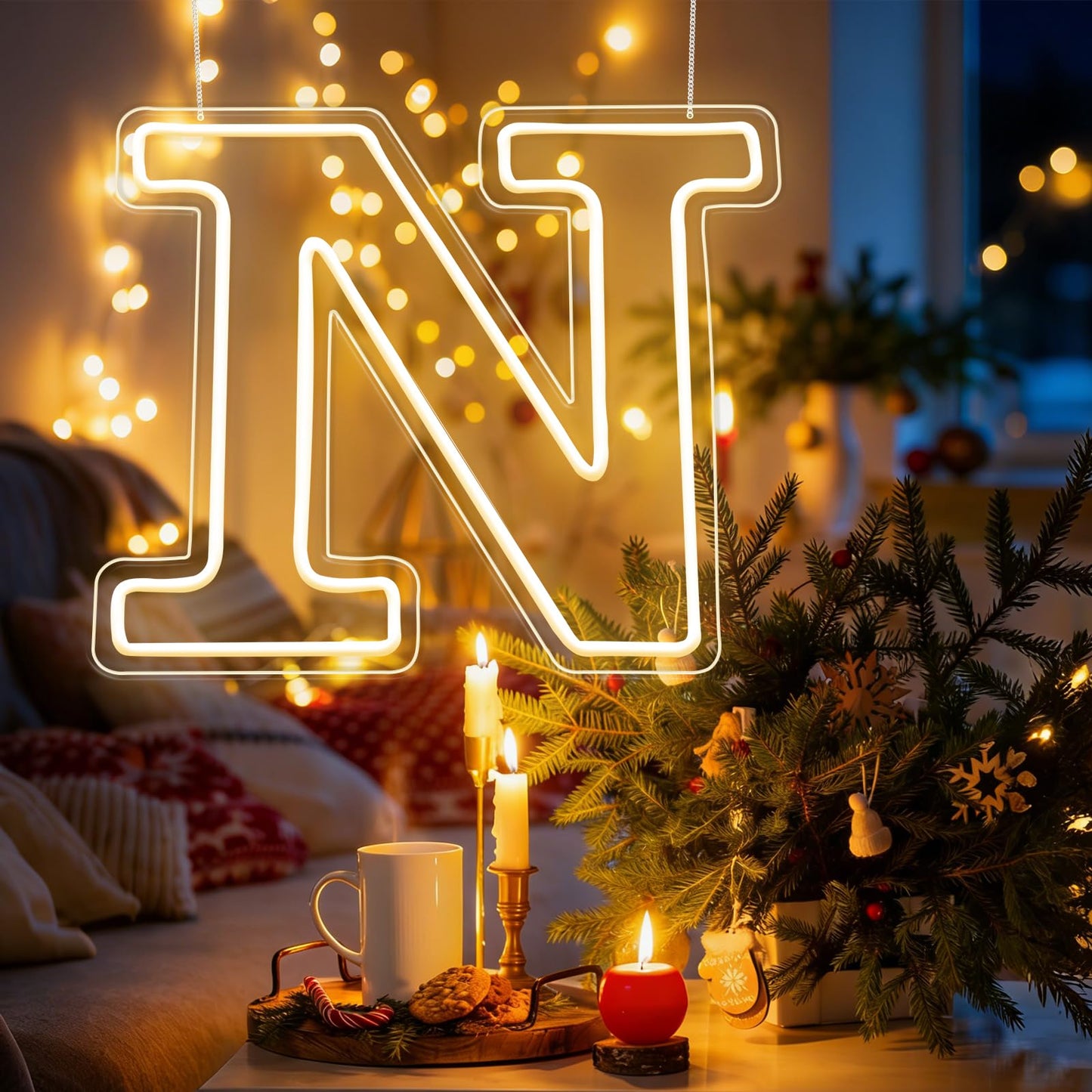 RumonZS Light Up Letters N LED Letters Lights Neon Sign 26 Alphabet 13.19" Decorative Lighted Alphabet for Wedding Party Birthday Bar Christmas Home Decor Letter Lights (Warm White)