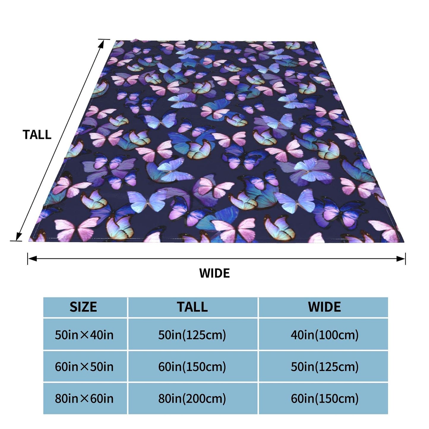 Nmbvcxz Butterfly Throw Blanket Cozy Flannel Fleece Blanket Air Conditioning Blanket for Living Rooms Sofa 50"x40"
