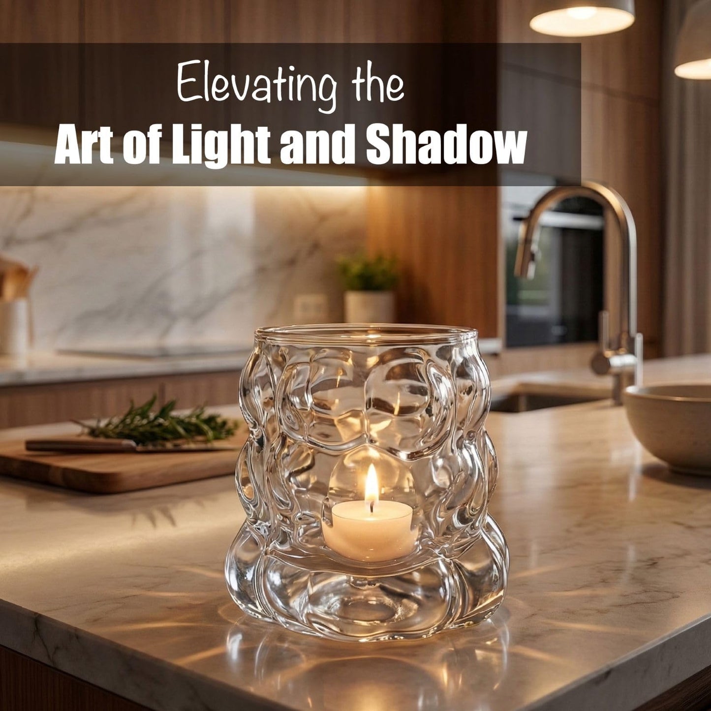 2PCS Crystal Bubble Glass Candle Holders: Votive Tealight Candle Holders