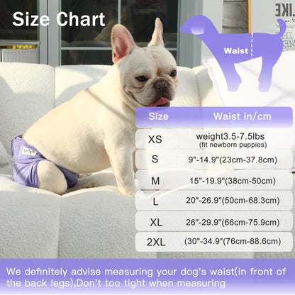 JoyDaog Female Dog Diapers for Medium Dogs,4 Pack Reusable Washable Premium Doggie Nappies for Heat,Incontinence,Period Dog Panties,M
