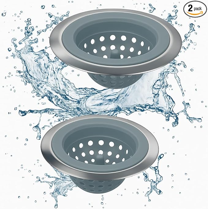 Kitchen Set of 2 Sink Strainers, Flexible Silicone Good Grip Kitchen Sink