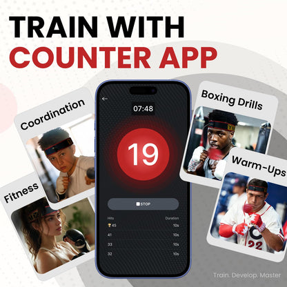 YMX BOXING® Ultimate Reflex Ball Set with Counter App - 4 React Reflex Ball Plus 2 Adjustable Headband, Great for Reflex, Timing, Accuracy, Focus & Coordination Training for Boxing, MMA and Krav Mega