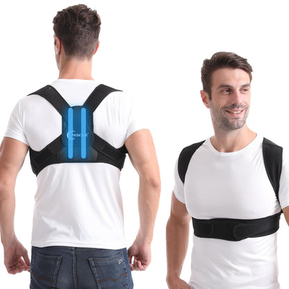 Paskyee Posture Corrector for Women and Men, Adjustable Back Brace for Neck, Shoulder, and Upper Back Pain Relief, Back Straightener for Clavicle Support Black L/XL