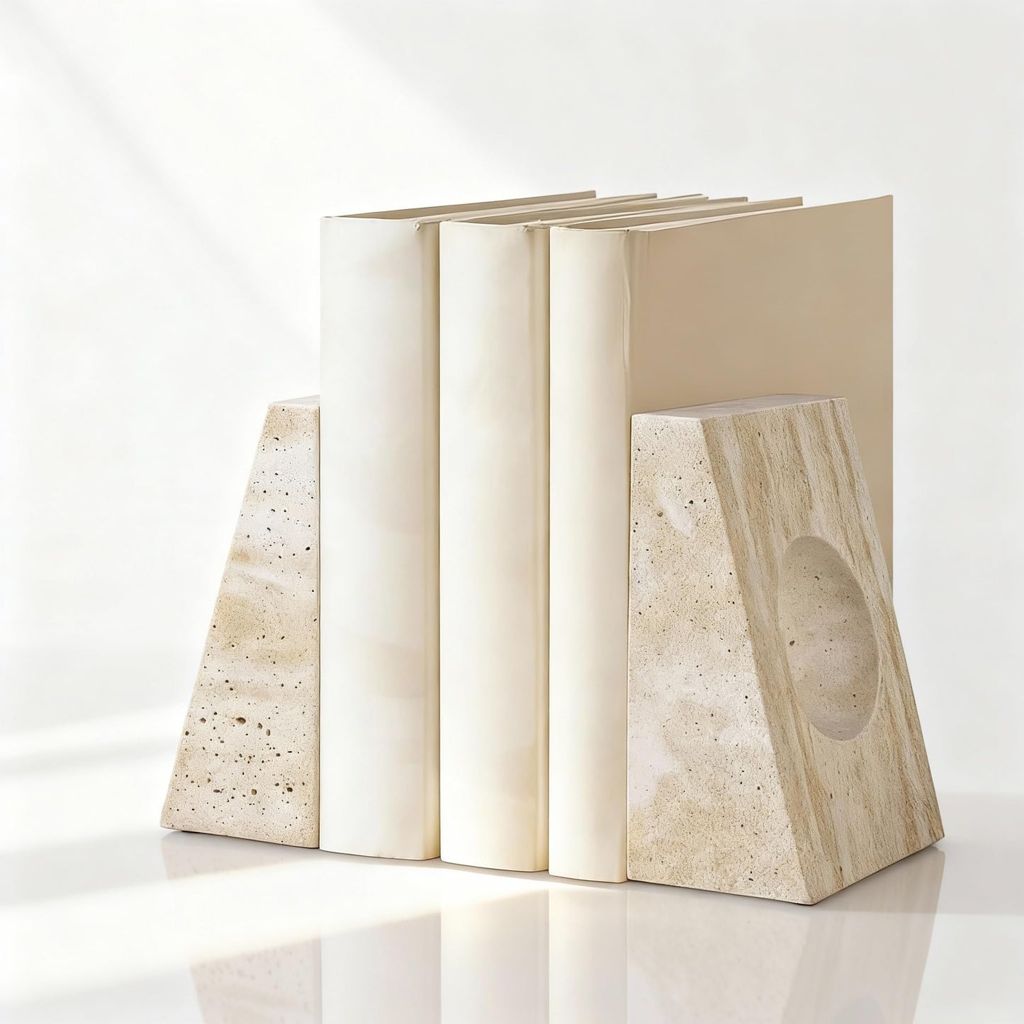 Marble Bookends Handcrafted Natural Marble Decorative Bookends for Heavy Duty Bookends Book Holder,Non-Skid Bottom,5.5x3.9x2.3 inches,3.5 lbs,Office, Study, Bookshelf Decoration
