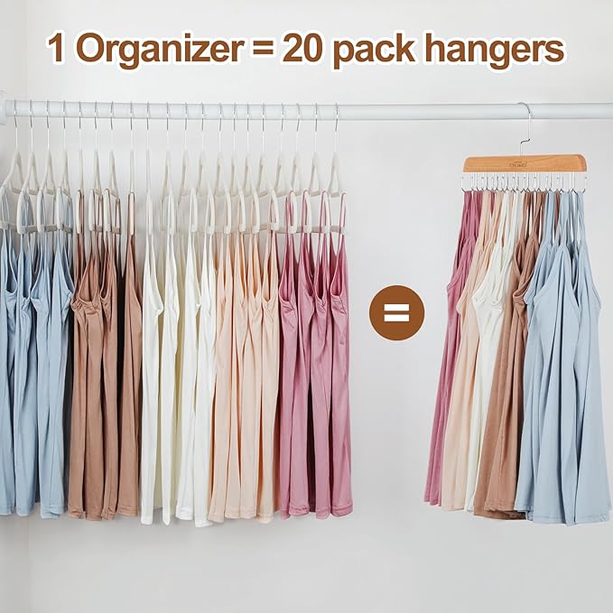 TOPIA HANGER Bra Hanger for Closet, Tank Top Hangers 20 Hooks Capacity Foldable