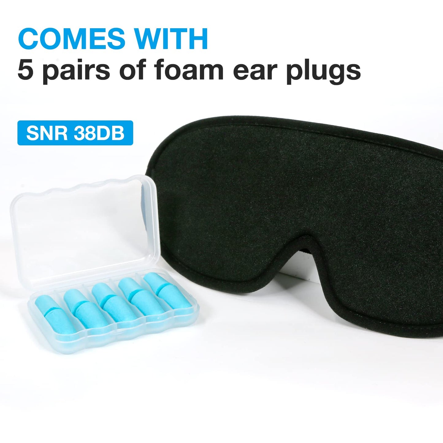 LYSIAN Sleep Eye Mask Men Women-3D Concave Comfortable Cooling Mask Blindfold for Adult Night Sleep Eyes Cover with Foam Ear Plugs for Sleeping, Yoga, Nap, Travel, Black