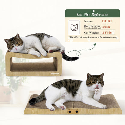 Pawtasy Cat Scratcher Cardboard 2 in 1 Cat Scratching Pad Multi-Functional Cat Scratch Board Furniture Scratcher Lounge Couch Bed for Indoor Cats Kitten to Play and Rest
