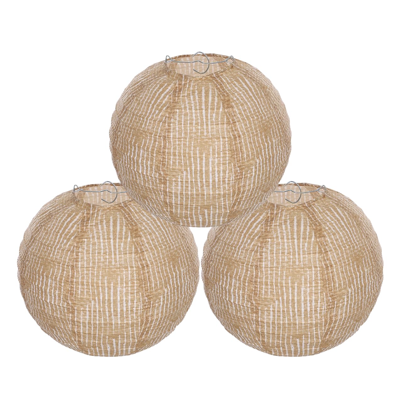 Ipetboom 3pcs Natural Burlap Lantern Lamp Shades, round Hanging Pendant Light Covers for Birthday, Wedding, and Party Decorations, Rustic Linen Fabric Lanterns for Home and Event Décor