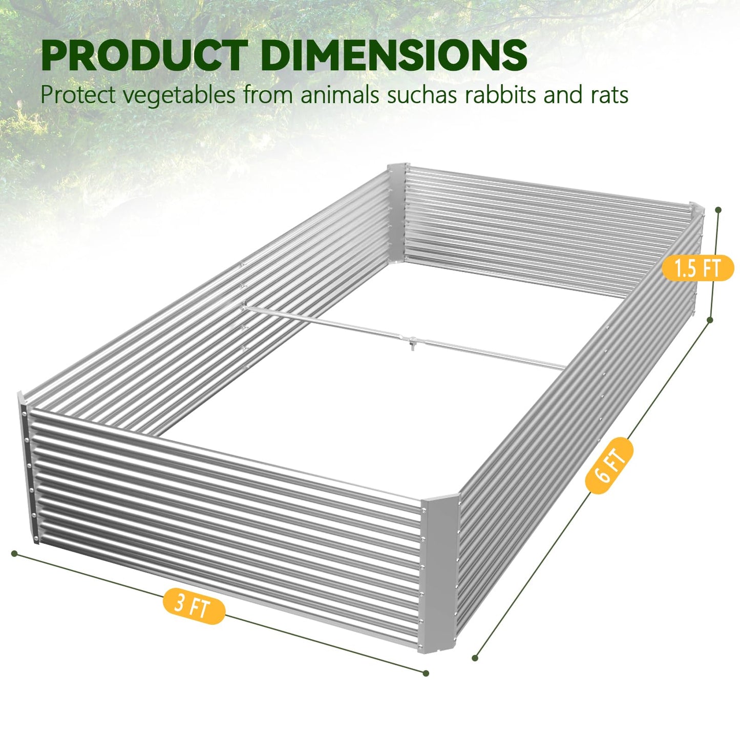 OZMSHF 2 Pack Tall 6x3FT Raised Beds for Gardening, Corrugated Galvanized Steel Raised Garden Bed, Outdoor Metal Above Ground Garden Bed for Vegetables and Flowers(Rectangular)-6x3x1.5FT