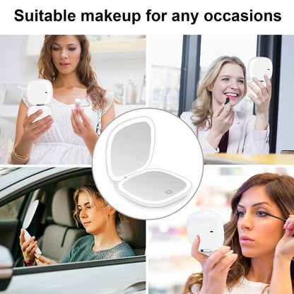 deweisn Compact Mirror, Lighted Travel Makeup Mirror with 1X/10X Magnifying Double Sided Dimmable Portable Pocket Mirror for Handbag, USB Charging(Black)