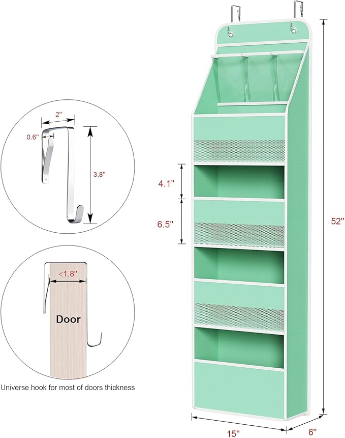 Univivi 5-Shelf Fabric Door Storage Over Door Hanging Organizer