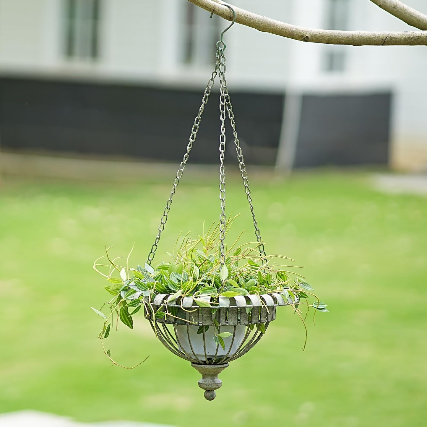 HUWAIPL Set of 2 Metal Hanging Planters,Hand-Crafted Rusty Hanging Basket Plant Holder for Outdoor Indoor Garden, Patio, Deck, Porch, Flower Pots