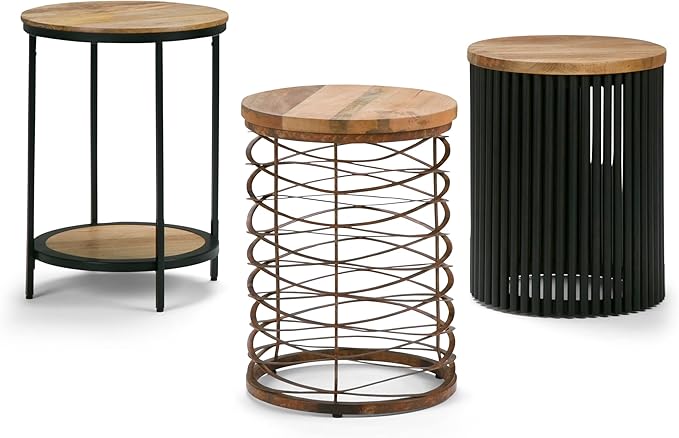 SIMPLIHOME Demy Metal and Wood Accent Table