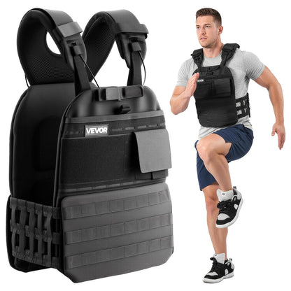 VEVOR Weighted Vest, Body Weight Vest with Shoulder Pad, and Reflective Stripe, Exercise Set for Men Women, Workout Equipment for Strength Training, Running, Jogging, Fitness, Muscle Building