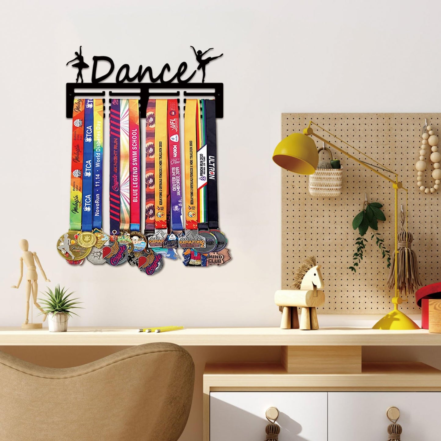 Resama Medal Holder Dance Dancer Medal Holder Display Hanger Rack Frame Shelf-Medal Hanger Awards Ribbon Dance Soccer,Gymnastics,Holder Display Rack for 60 Medals