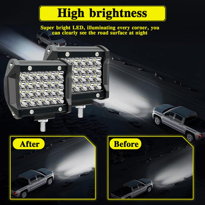 4 Inch LED pod Lights for Trucks - 72W 12000LM 12V/24V LED Work Light Bars Quad Row Equipment Light Waterproof Offroad Driving Lights for Car ATV UTV SUV Golf Cart Tractor (72W-30 Pack)