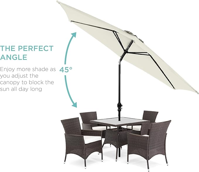 Best Choice Products 10ft Outdoor Table Compatible Steel Polyester Market Patio Umbrella w/Crank and Easy Push Button Tilt