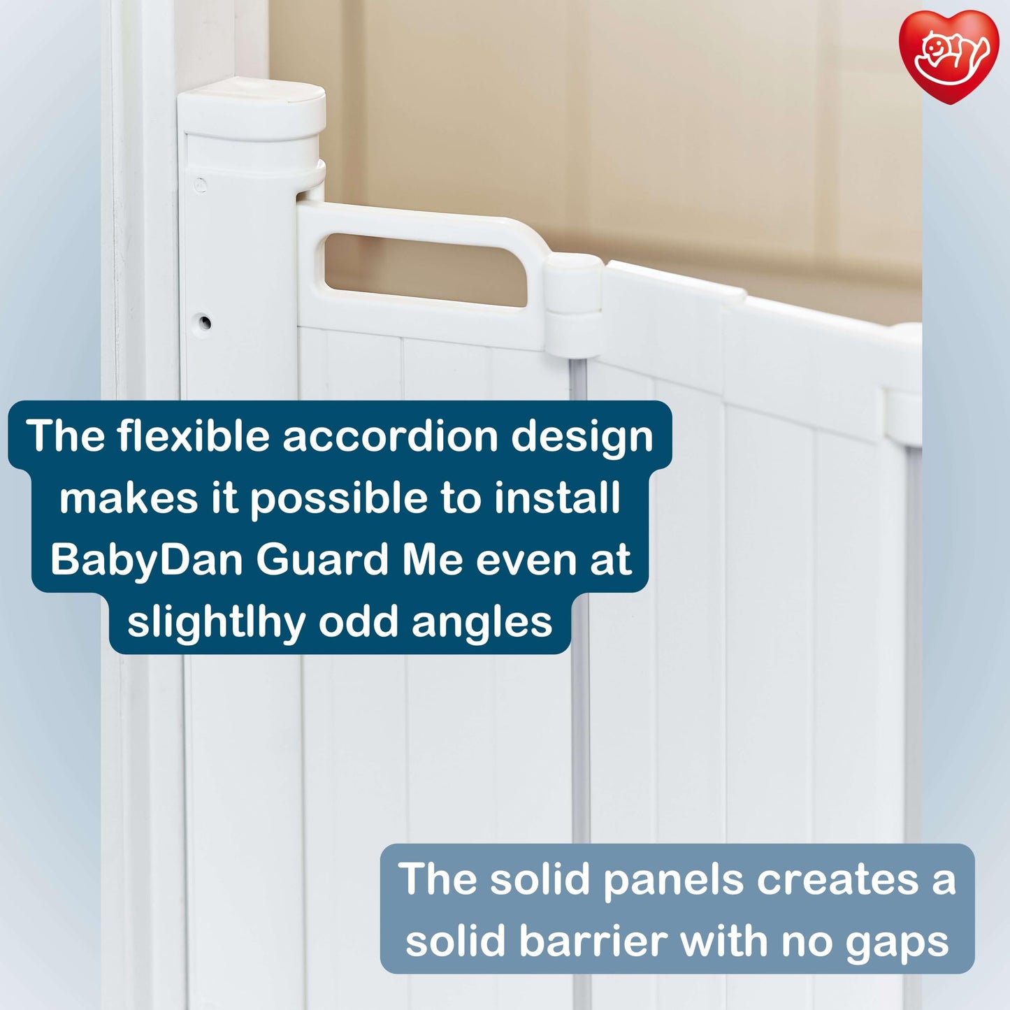 BabyDan - Guard Me Auto Retractable Stair Gate, 55-89 cm width, One-Hand Operation Safety Gate, Child and Pet Gate, White, Made in Denmark