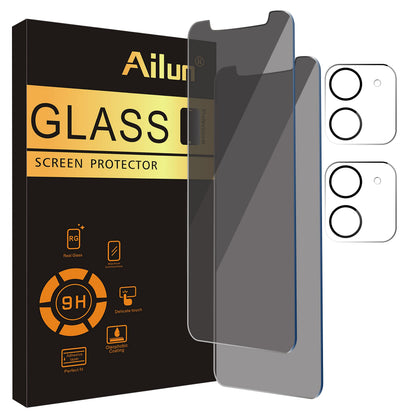 Ailun 2Pack Privacy Screen Protector Compatible for iPhone 14 Pro Max [6.7 inch] + 2 Pack Camera Lens Protector, Anti Spy Private Tempered Glass Film, Case Friendly, [9H Hardness] - HD