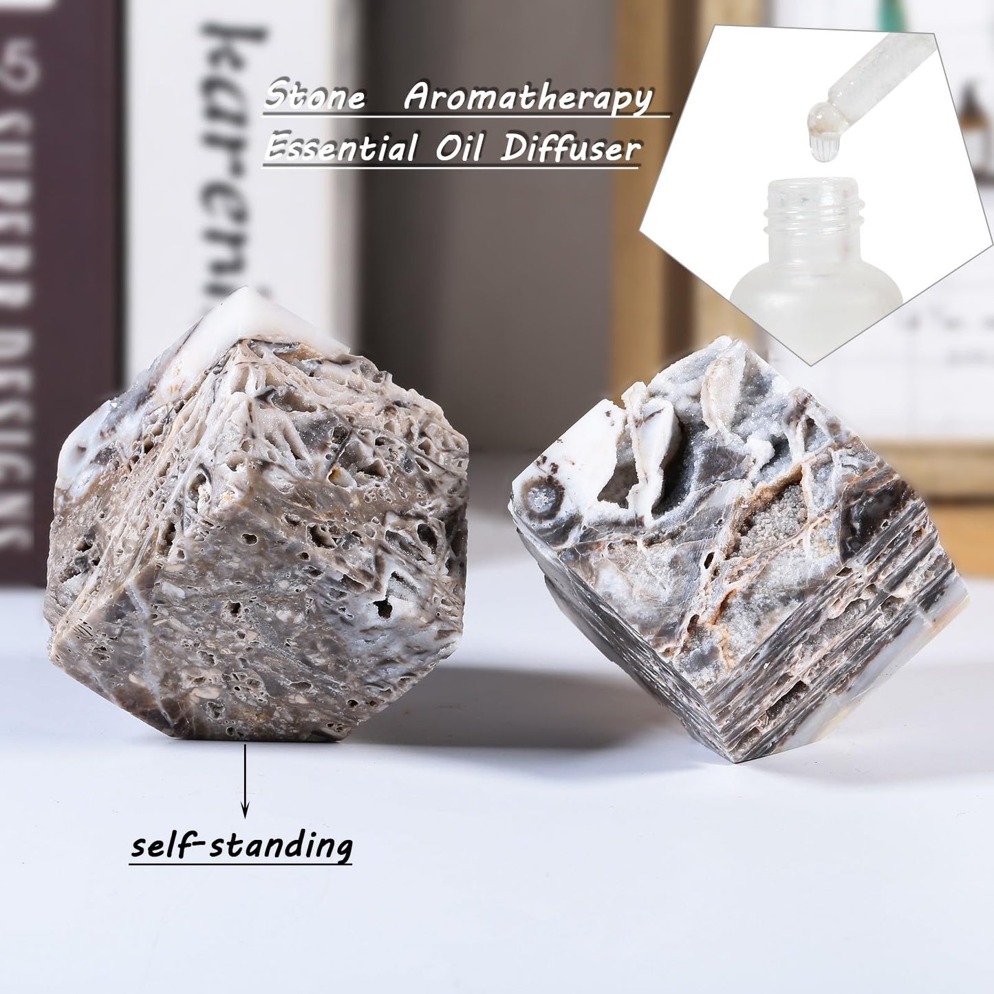 mookaitedecor Natural Sphalerite Crystal Geode Cube Specimen for Reiki Healing Home Decor, Raw Stone Aromatherapy Essential Oils Diffuser